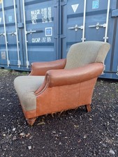 Tetrad Taransay Leather &amp; Harris Tweed Armchair.