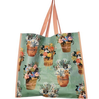 Cat Cats Flowers Potted Plants Floral Pots Planters TJMaxx Tote Bag Gift New