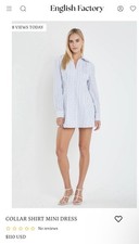 English Factory COLLAR SHIRT MINI DRESS, Small NWOT