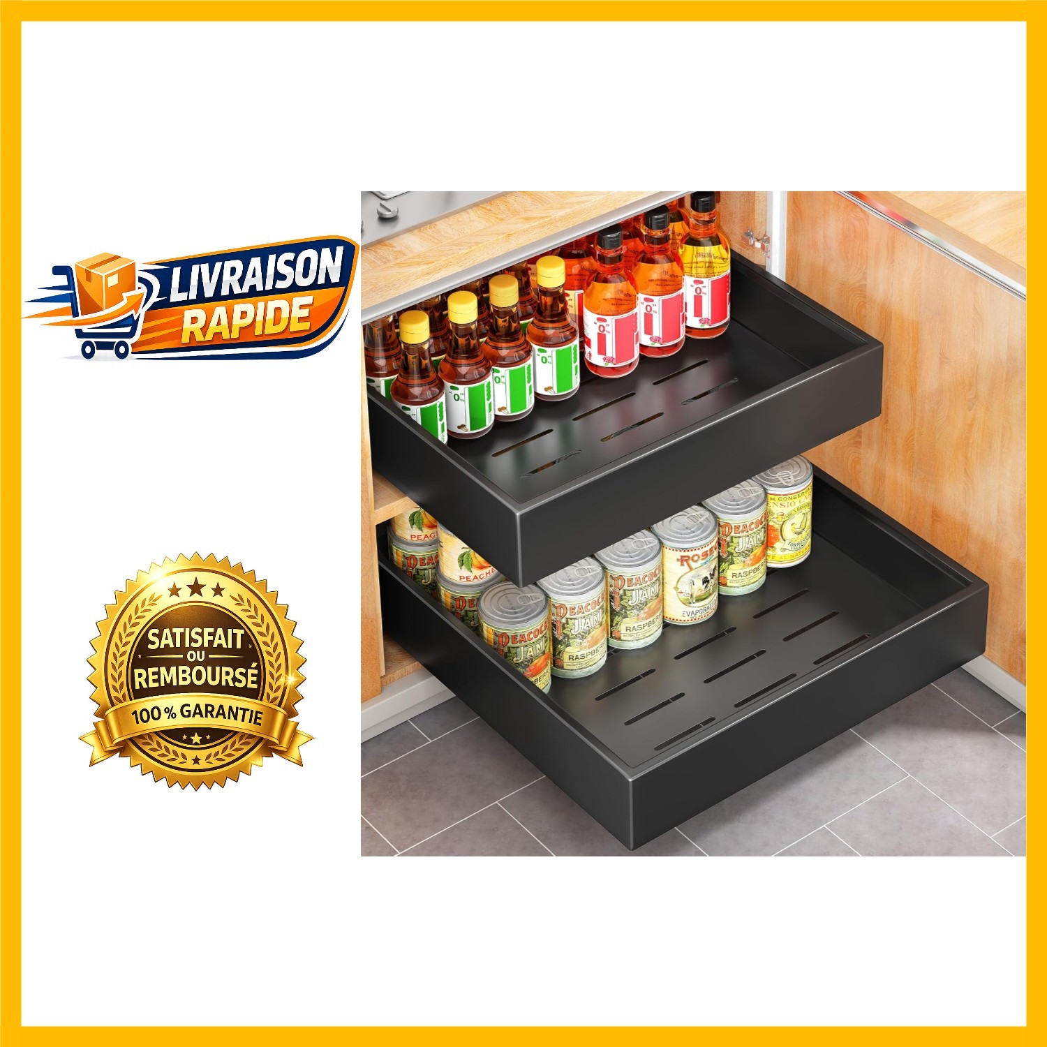 Tiroir Coulissant SAYZH 43x35cm pour un Rangement de Cuisine Moderne