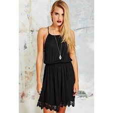 Urban Outfitters Ecote Black Crochet Trim Sleeveless Dress Women's Size XS