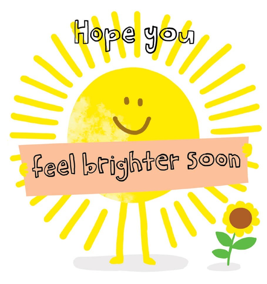 Get Well Soon Card Feel Brighter Sun Sunshine - Cute Design Greeting Card