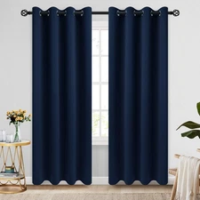 COSVIYA Grommet Blackout Room Darkening Navy Blue Curtains 96 inch Long, Thic...