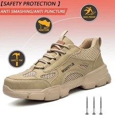 New Safety Shoes Men Work Sneakers Indestructible Steel Toe Shoes Roofing Shoes