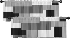 2 Pack Valances Window Treatments Grey and 18"W X 52"L (Pack of 2) Abstract 6