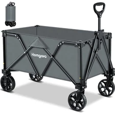 HOMGAVA COLLAPSIBLE FOLDING WAGON HEAVY DUTY,FOLDABLE UTILITY CART WITH WHEELS