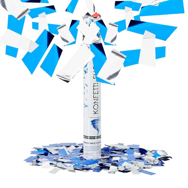 Party Popper 40 Cm Blau Silber Konfetti-Kanone F. Hochzeit, Geburtstag, Konfetti-image