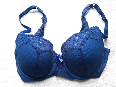Adore Me Size 36DD Blue Lace Detail Strap Push Up Bra