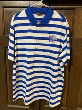 WALTER  HAGEN Men's Blue / Gray Striped Polo ...University of Memphis Tigers..XL
