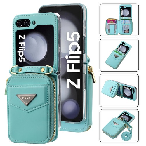 Zipper Wallet Leather Case For Samsung Galaxy Z Flip 6 Flip 5 Flip 4 Flip3 Strap - Picture 69 of 92