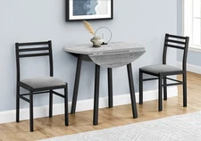 Dining Table Set, 3pcs Set, Small, 35" Drop Leaf, Kitchen, Black Metal