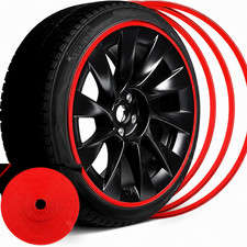 8M RED Trim Strip Car Rim Protection Wheel Hub Ring Moulding Decoration Edge