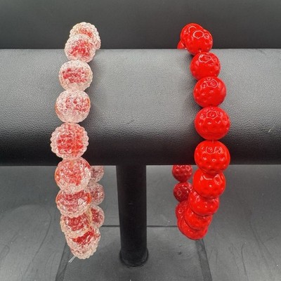 Vintage Czech Glass  Fruit  Bead Lot   2 Full Strands- Raspberry & Cherry style