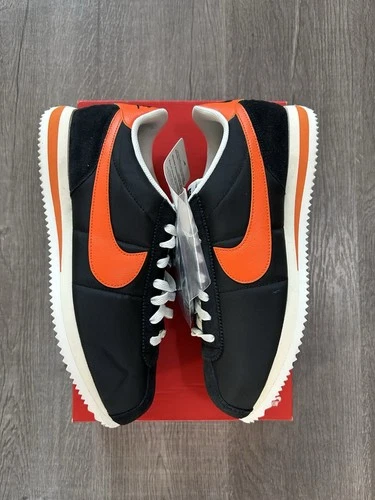 Nike Cortez Men’s 11 TXT Black Sail Safety Orange Sneakers New Fast Shipping