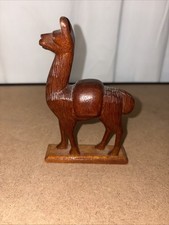Llama Hand Carved Wood Folk Art Alpaca 5.5&rdquo; Decor