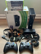 Microsoft XBox 360 S 250GB Slim Console Bundle (2 controllers + 6 games) Tested!