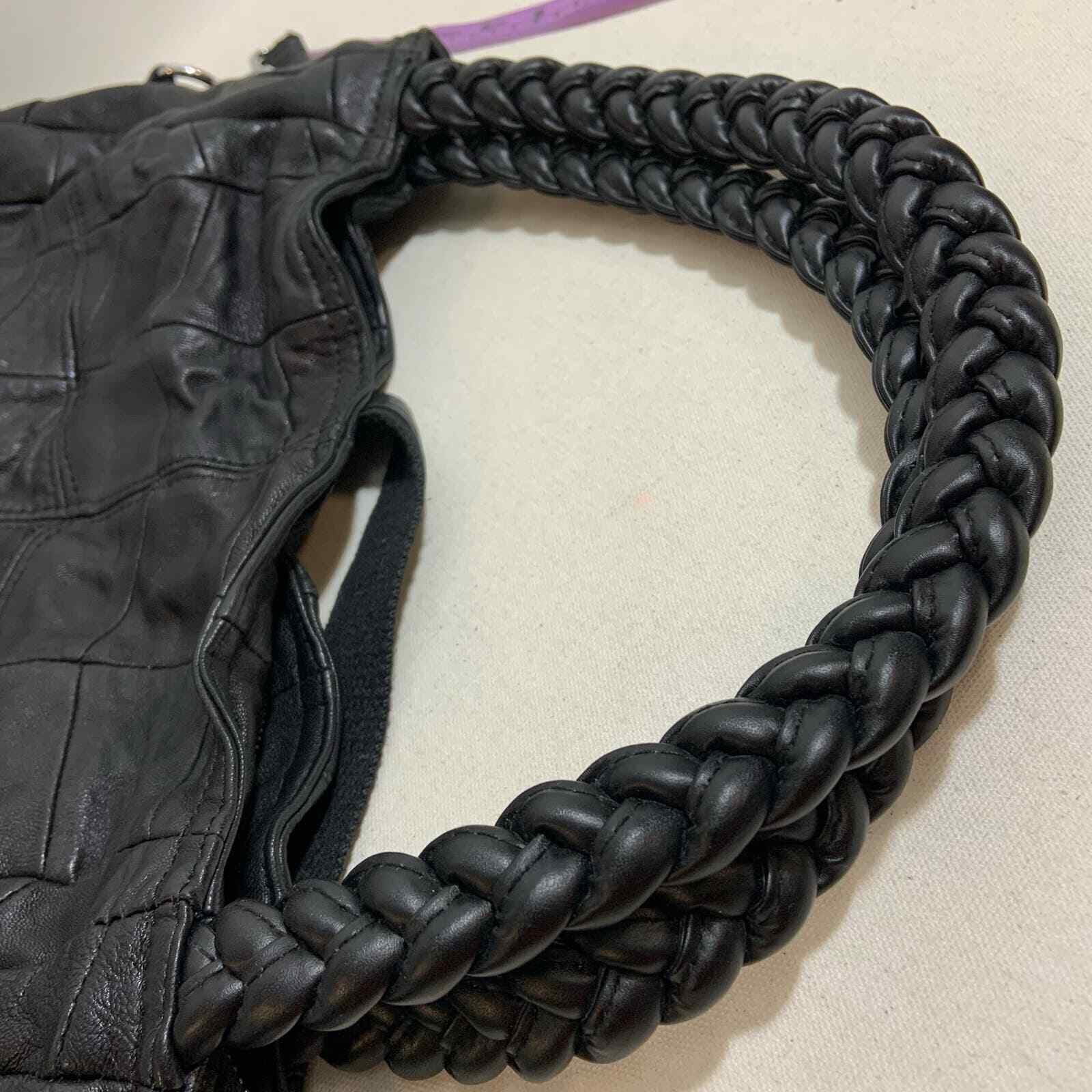 Women's Patchwork Design Double Handle Braided Le… - image 13