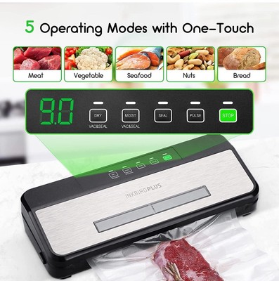 INKBIRD Vakuumiergerät, Automatische Lebensmittel Vakuumiermaschine, Sealing-Tim