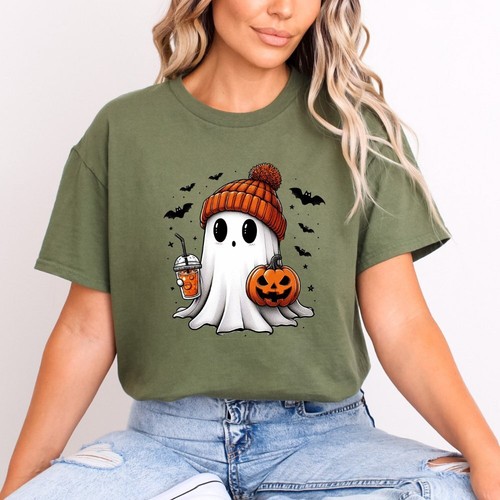 Ghost Holding Coffee Halloween Shirt (3 colors) - Picture 11 of 30