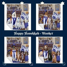 Hanukkah Family Dog Cat Pet Warm and cozy Sherpa Warm Soft Bedroom Blanket