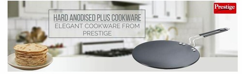 indian Prestige Anodised Plus Cookware Induction Base Roti Tawa, 225mm, Black - Picture 3 of 6