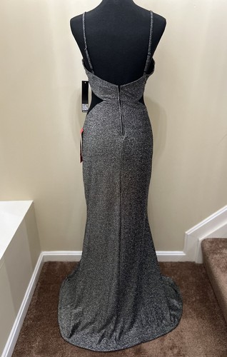TRIXXI Womens Sleeveless Size 7 Juniors Full-Length Silver/Black Prom Gown Dress - Picture 10 of 15