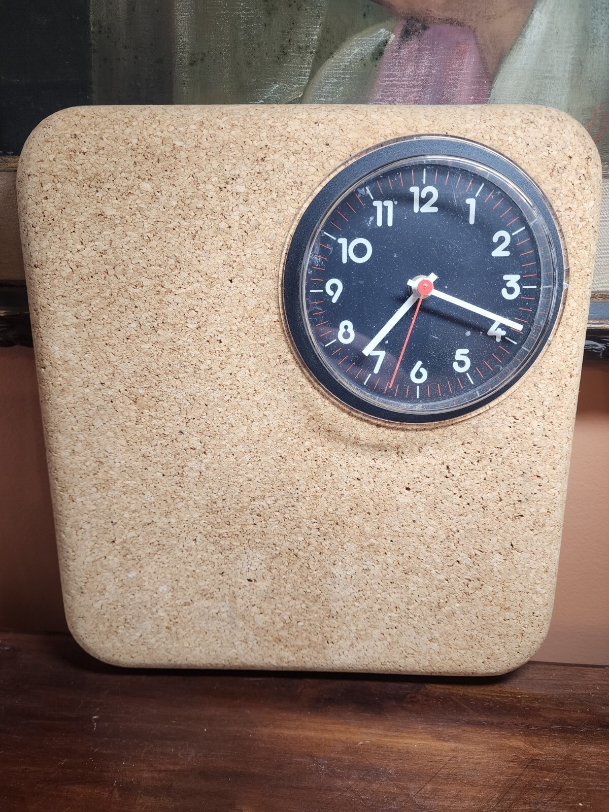 Vintage Unusual Coarkboard Cork Board Quartz Wall Clock 1980's Message Board