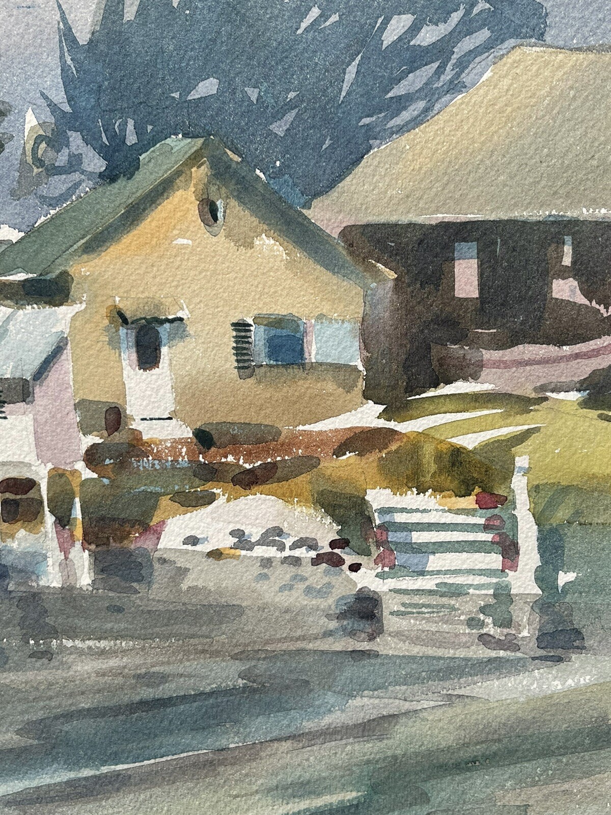 California Artist Morris J Shubin W/C Of Lake Pontchartrain Bucktown