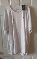 UNDER ARMOUR MEN'S LOOSE FIT LE TECH WHITE AND STRIPES T-SHIRT, SIZE 4XL