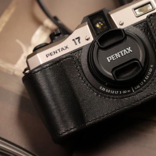 Medio estuche de cuero de vaca genuino para cámara cubierta para protección Pentax 17 hecha a mano - Imagen 26 de 74