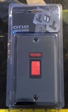 Switch Long Plate Polished Black Nickel 45A Double Pole Neon One Electrical
