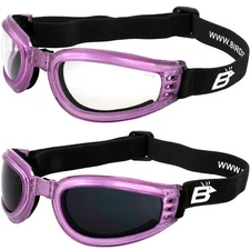 2 Birdz Cardinal Women's Pink Motorcycle Goggles Super Dark + Clear Lenses