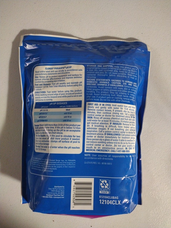 Clorox Pool&Spa pH Up , Raises pH, Protects Against Eye and Skin