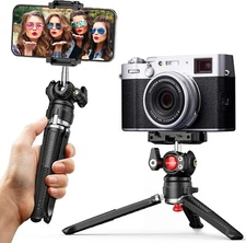 CAMOLO Mini Tripod Camera Holder Mini Vlog Tripod Stand with 360° Ball Head Tabl
