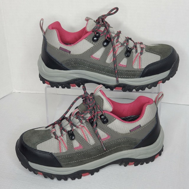 Bearpaw Womems Size 8 Waterproof Hiking Trail Shoes Suede Gray & Pink