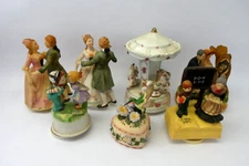 Mixed Lot of Vintage Used Music Boxes Carousel Porcelain Plastic Japan Sankyo