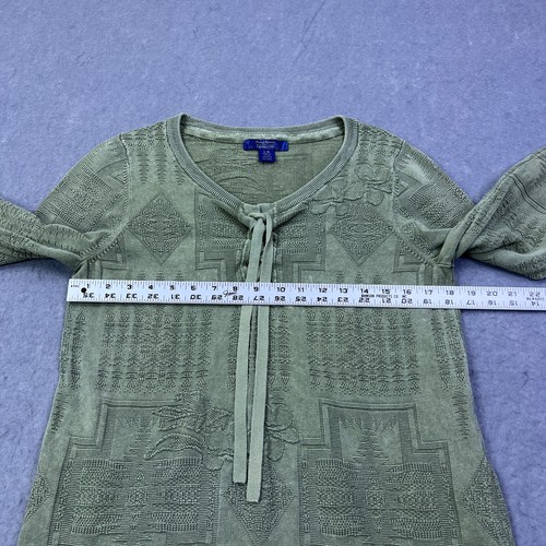 Tommy Bahama x Pendleton Top Large Aloha Harding Lace Up Embroidered Leaf Green - Picture 3 of 10