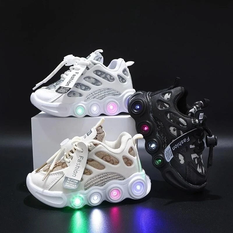 Kids Shoes Boys Sneakers Leather Waterproof Air Mesh Shoes White Children Sport