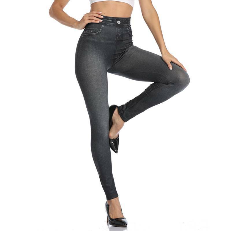 Brglopf Jean Leggings Jeggings for Women High Waist Tummy Control with  Pockets Skinny Stretchy Denim Print Jeans Pencil Pants