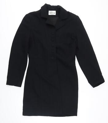 Diva Design schwarze Damenjacke Mantel Größe 12 geknöpft