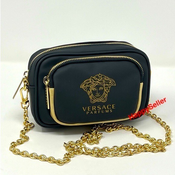 Versace Pouch to Crossbody Bag Purse Handbag Gold Medusa