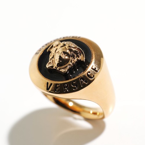 Versace Ring 1004340 1A00638 Herren Medusa Ring Accessoires Gold Schwarz NEU