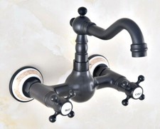 Black Oil Rubbed Brass Wall Mounted Swivel Bathroom Sink Faucet Mixer Tap 2nf467