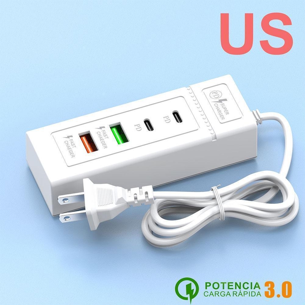 4-Port USB Hub with PD Type-C Fast Charging for Travel