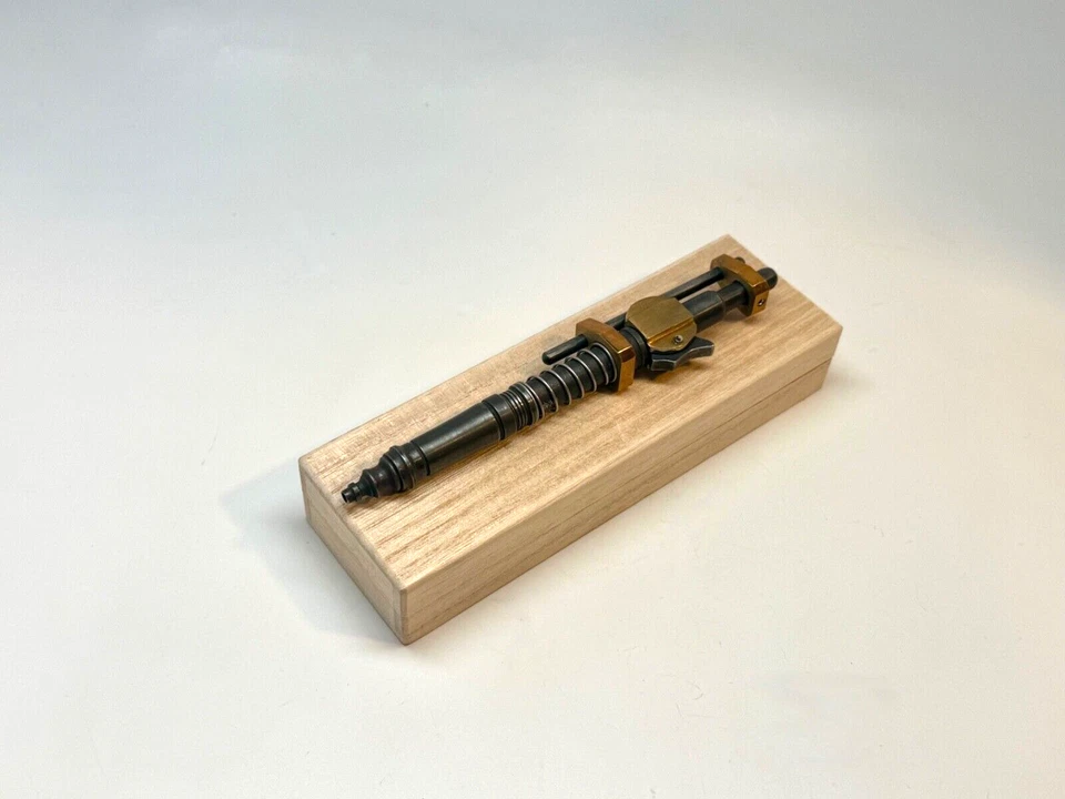 Hidetoshi Nakayama "Steam Punk" Ballpoint Pen: Brass, Steel & Original Wood Case - image 4 of 4
