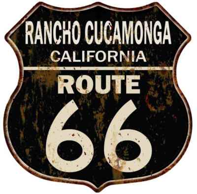 RANCHO CUCAMONGA, CALIFORNIA Route 66 Shield Metal Sign Man Cave 211110014052