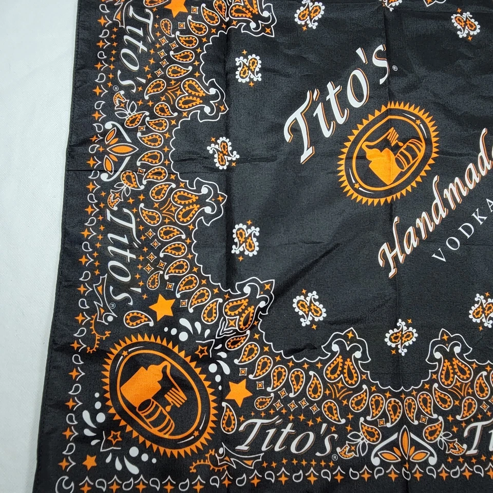 Nuevo Titos Vodka Bandana Negro Naranja Bufanda Pañuelo Hombre Chico Accesorio Regalo Foto 4 de 4