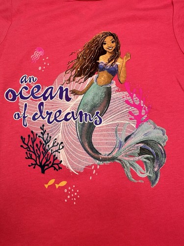 The Little Mermaid Girls Short Sleeve Summer Pink T-shirt Size Large (10/12) - Picture 3 of 5