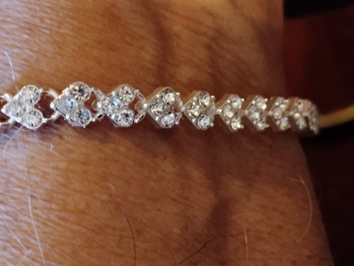 DELICATE WHITE GOLD PLATED RHINESTONE SPARKLING BRACELET 7 INCH BUY 1 BUY ALL - Picture 8 of 10