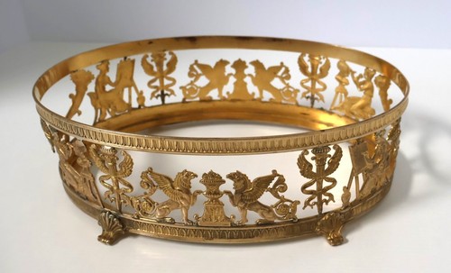 Antiguo centro de mesa francés Luis XVI cristal azul cobalto y bronce dorado de 10" - Imagen 10 de 13